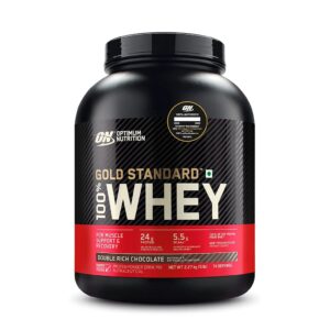 Optimum Nutrition (ON) Gold Standard 100% Whey Protein Powder - 5 lbs, 2.27 kg (Double Rich Chocolate), Primary Source Isolate,For Men and Women