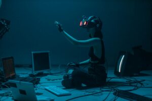 a woman in a tank top using a vr headset: Discover why Generative Engine Optimization (GEO) is crucial for content creators today. Learn how to make your blog visible in AI tools like ChatGPT and Gemini.