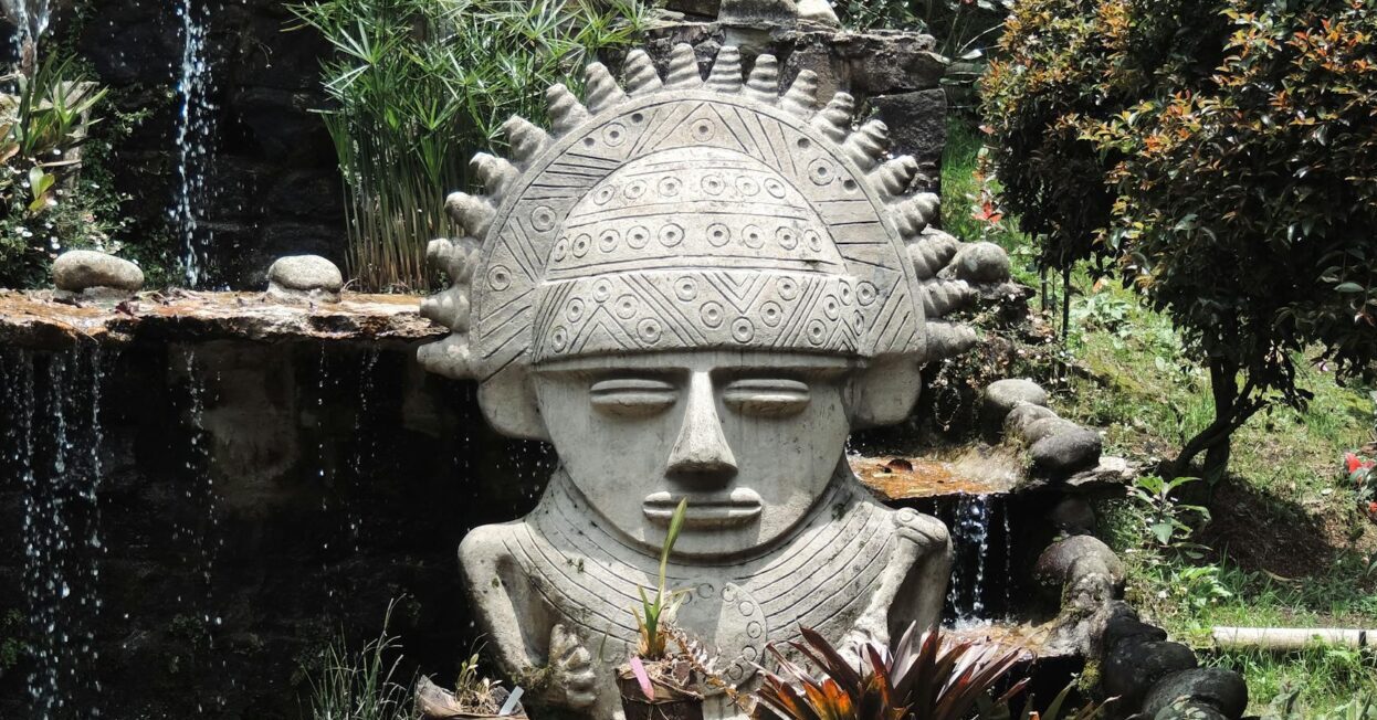 pre columbian style sculpture in bogota: A return journey from Kanha to Mumbai aboard a rickety village bus becomes a moving portrait of rural India — where goats share seats, time stands still, and wild tomatoes can bring an entire world to a halt. garden